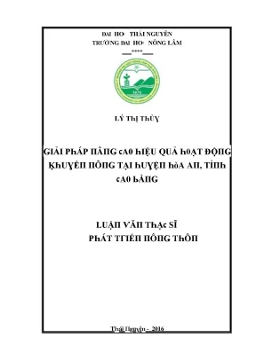 Hiệu Quả Hoạt Động Khuếch Tán Tại Huyện Hòa An, Tỉnh Cao 