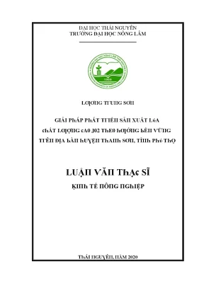 Giải Pháp Phát Triển Sản Xuất Lúa Hè Thu Tại Thái Nguyên