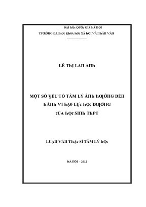 Yếu Tố Tâm Lý Ảnh Hưởng Đến Hành Vi Sinh Viên Tại Đại