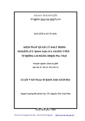 Quản lý hoạt động nghiên cứu khoa học tại trường cao