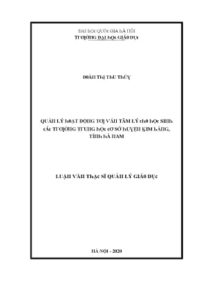 Quản Lý Hoạt Động Tâm Lý Tại Đại Học Quốc Gia Hà Nội
