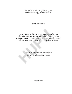Khắc Phục Vi Phạm An Toàn Thực Phẩm Tại Quận Hai Bà