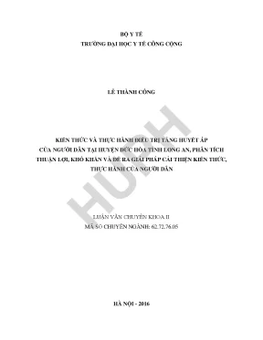 Cải Thiện Kiến Thức và Thực Hành Điều Trị Tăng Huyết Áp
