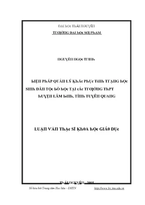 Giải pháp quản lý giảm tỷ lệ học sinh dân tộc bỏ học tại