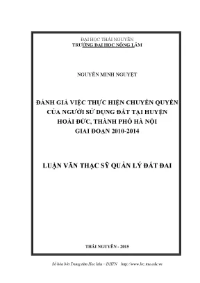 Đánh Giá Chuyển Quyền Sử Dụng Đất Tại Huyện Hoài Đức, Hà