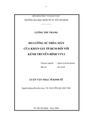 Nâng Cao Sự Thỏa Mãn Của Khán Giả Đối Với Kênh VTV3 Tại