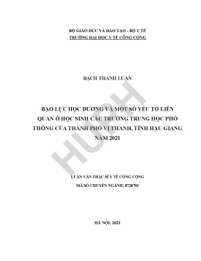 Nghiên Cứu Bạo Lực Học Đường Tại Thành Phố Vị Thanh, Hậu