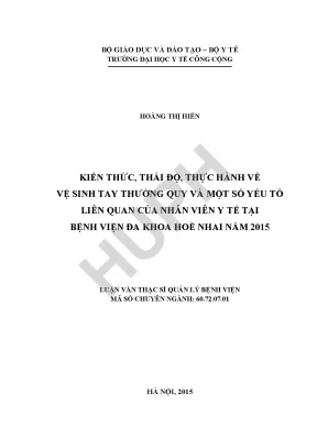 Nghiên Cứu Kiến Thức và Thực Hành Vệ Sinh Tay của Nhân