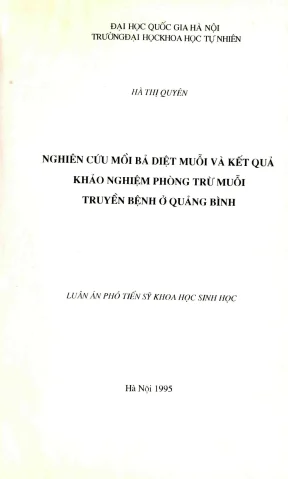 Nghiên Cứu Biện Pháp Diệt Muỗi và Vai Trò Truyền Bệnh