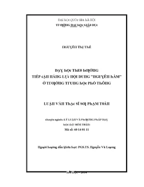 Dạy Học Năng Lực Nội Dung Nguyên Hàm Ở Trường Trung Học