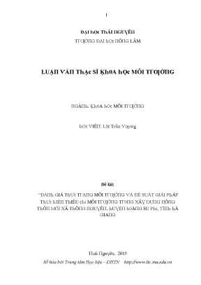 Đánh Giá Tình Hình Môi Trường Tại Xã Thái Nguyên