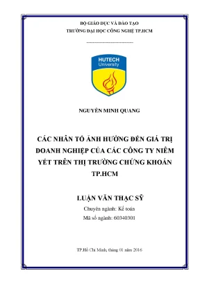 Những Nhân Tố Ảnh Hưởng Đến Giá Trị Doanh Nghiệp Các