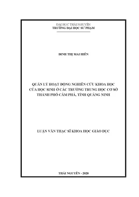 Quản Lý Nghiên Cứu Khoa Học Của Học Sinh Trung Học Cơ Sở