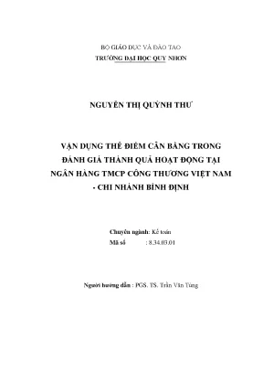 Vận Dụng Thẻ Điểm Cân Bằng Đánh Giá Hoạt Động Tại Ngân