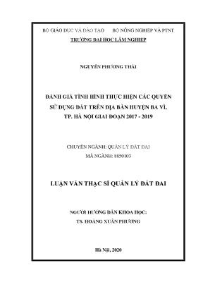 Đánh Giá Quyền Sử Dụng Đất Tại Huyện Ba Vì, Hà Nội (2017