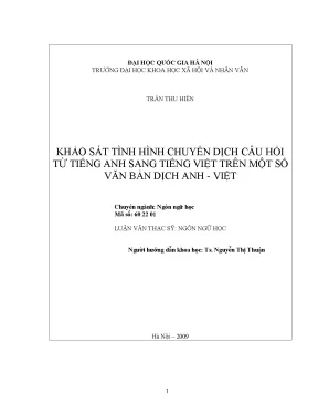 Khảo Sát Chuyển Dịch Câu Hỏi Tiếng Anh Sang Tiếng Việt