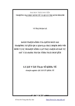 Kiểm Soát Hiệu Quả Tài Chính Tại Trường Đại Học Kinh Tế