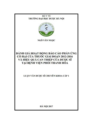 Đánh Giá Hoạt Động Bảo Cao Phản Ứng Có Hại Của Thuốc Tại 