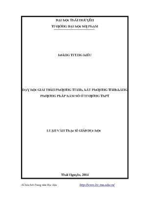 Phương Pháp Giải Toán Bất Phương Trình Bằng Hàm Số Ở THPT