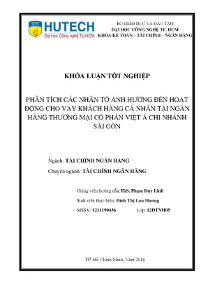 Phân Tích Nhân Tố Ảnh Hưởng Đến Hoạt Động Cho Vay Khách