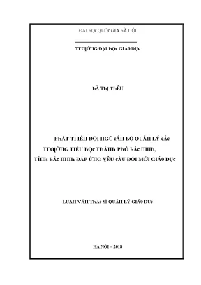 Phát Triển Đội Ngũ Cán Bộ Quản Lý Trường Tiểu Học Tại
