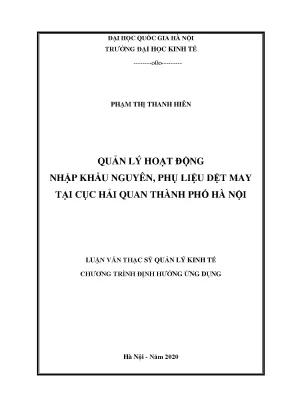 Quản Lý Nhập Khẩu Nguyên, Phụ Liệu Dệt May Tại Cục Hải