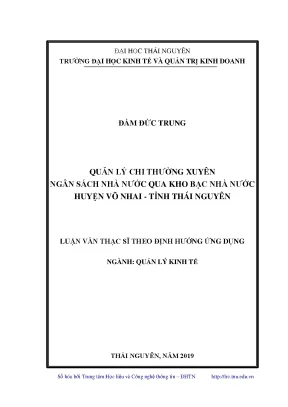 Quản Lý Chi Ngân Sách Nhà Nước Tại Huyện Võ Nhai, Thái