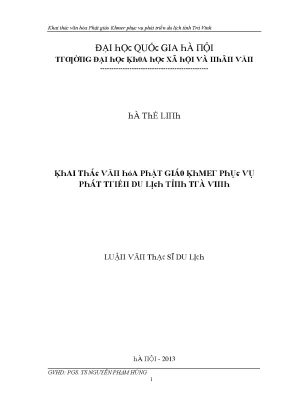 Phát triển du lịch tỉnh Trà Vinh qua văn hóa Phật giáo Khmer