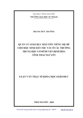 Bảo Tồn Tiếng Mẹ Đẻ Cho Học Sinh Dân Tộc Tày Tại Trường