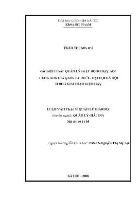 Quản Lý Hoạt Động Dạy Học Tiếng Anh Tại Đại Học Hà Nội