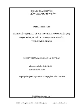 Đánh giá quản lý quy hoạch sử dụng đất tỉnh Tuyên Quang