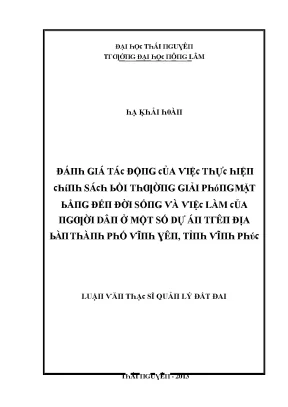 Tác động của chính sách bồi thường giải phóng mặt bằng