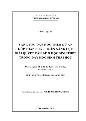 Phát Triển Năng Lực Giải Quyết Vấn Đề Cho Học Sinh THPT