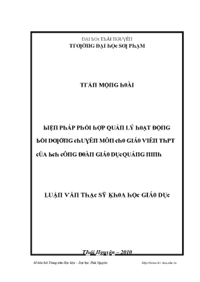 Biện Pháp Quản Lý Hoạt Động Bồi Dưỡng Chuyên Môn Cho 