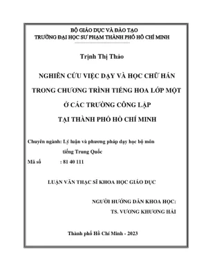 Nghiên Cứu Phương Pháp Dạy Chữ Hán Trong Chương Trình 