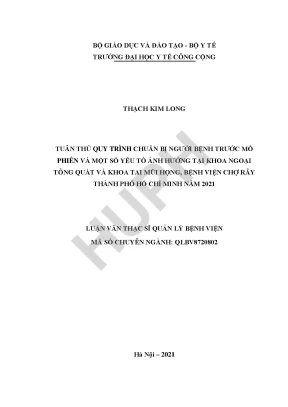 Nghiên Cứu Tuân Thủ Quy Trình Chuẩn Bị Người Bệnh Trước