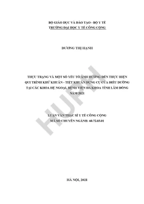 Thực Trạng và Yếu Tố Ảnh Hưởng Đến Quy Trình Khử Khuẩn 