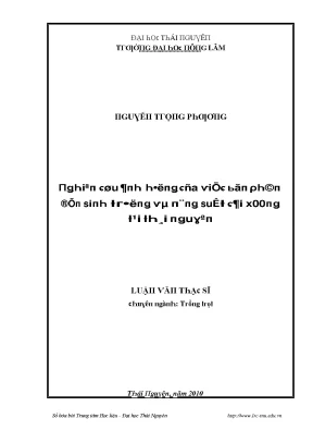 Nghiên cứu ảnh hưởng của phân bón đến sinh trưởng và