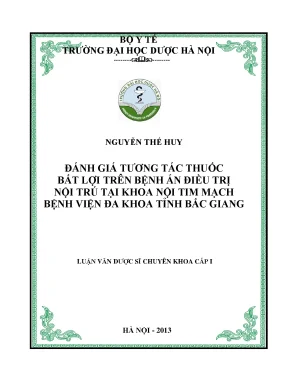 Đánh Giá Tương Tác Thuốc Bất Lợi Trên Bệnh Nhân Nội Trú