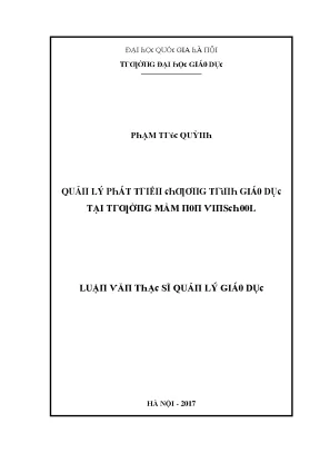 Quản Lý Giáo Dục Mầm Non Tại Hà Nội: Nghiên Cứu và Phân Tích