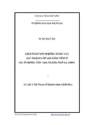 Bồi Dưỡng Năng Lực Chủ Nhiệm Lớp Cho Giáo Viên Tiểu Học