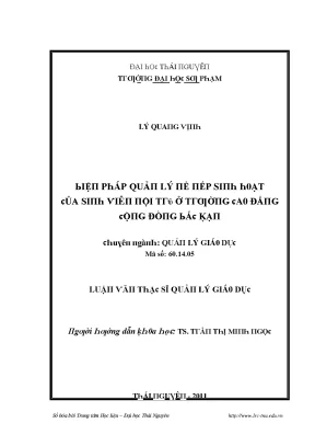 Quản lý sinh hoạt của sinh viên tại Đại học Thái Nguyên