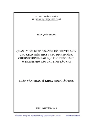 Quản Lý Bồi Dưỡng Năng Lực Chuyên Môn Cho Giáo Viên THCS