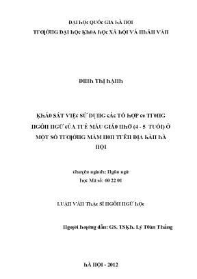Khảo Sát Tình Hình Sử Dụng Áo Tổ Hợp Ở Trẻ Mẫu Giáo (4-5