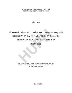Đánh Giá Chăm Sóc Sản Phụ Tại Bệnh Viện Sản - Nhi Tỉnh