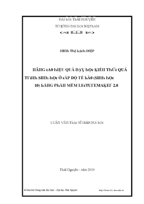Nâng cao hiệu quả dạy học sinh học 10 với phần mềm