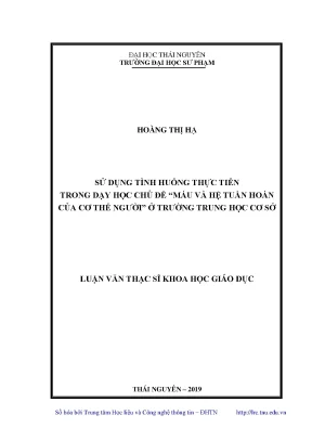 Sử Dụng Tình Huống Thực Tiễn Trong Dạy Học Chủ Đề Máu và