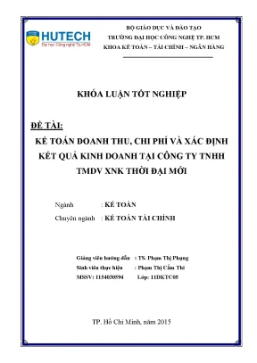 Kế Toán Doanh Thu và Chi Phí tại Công Ty TNHH TMDV XNK