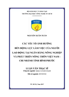 Yếu Tố Ảnh Hưởng Đến Động Lực Làm Việc Tại Ngân Hàng