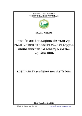 Nghiên cứu về ảnh hưởng của thời vụ đến năng suất và 